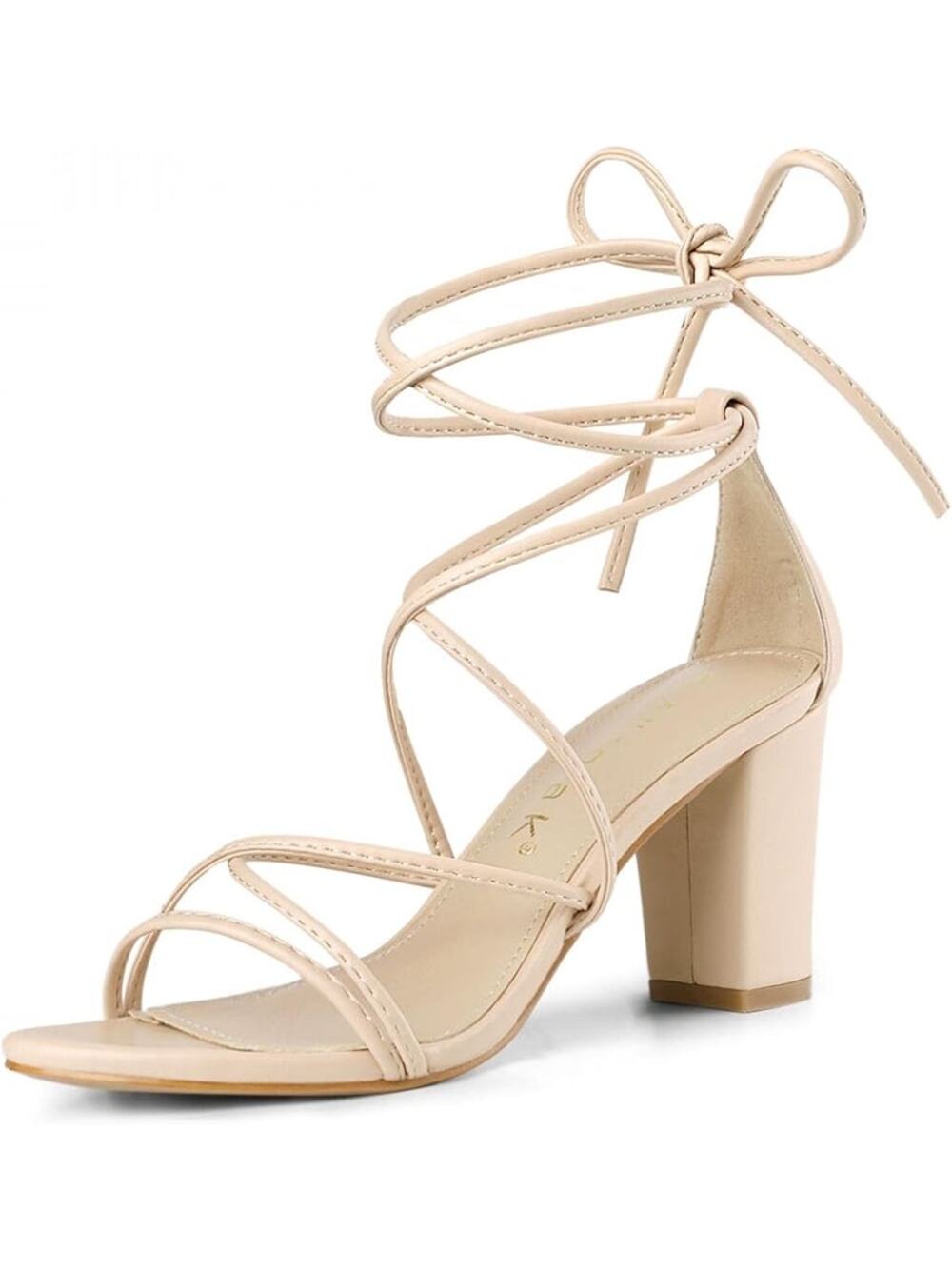 Allegra K Strappy Lace Up Chunky Heeled Sandal size 7